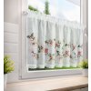 Kuchynská záclonka ARI zdobená potlačou magnólií a čipkou 150x60cm