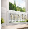 Kuchynská záclonka FLORA zdobená kvetinovou potlačou a čipkou 150 x 30 cm
