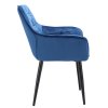 Zamatová jedálenská stolička LARGO - tmavo modrá