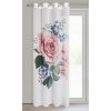 Set dvoch dekoračných etamínových závesov LIA s motívom ruží a pôvabného kolibríka