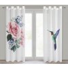 Set dvoch dekoračných etamínových závesov LIA s motívom ruží a pôvabného kolibríka