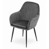 Zamatové jedálenské kreslo LUGO - tmavo sivé
