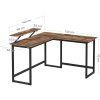 Rohový písací stôl LWD56X v rustikálnom štýle 130x140 cm - hnedý