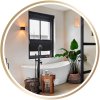 Okrúhle LED zrkadlo so zlatým rámom 50cm MMJ