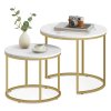 Set 2ks kávových stolíkov - mramor / zlaté nohy
