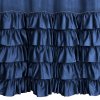 Luxusný záves CARLI na kolieskach s volánikmi a trblietavým pásom kryštálov - tmavomodrý