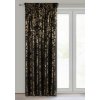 Zamatový záves FELIS s jemnou potlačou listov - čierny