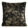 Zamatová obliečka na vankúš FELIS s potlačou listov - čierna