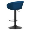 Zamatová barová stolička EAST - tmavomodrá (čierna noha)