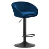 Zamatová barová stolička EAST - tmavomodrá (čierna noha)
