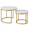 Set 2ks okrúhlych kávových stolíkov 53 43cm Biely mramor 1