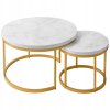 Set 2ks kávových stolíkov - biely mramor / zlaté nohy