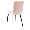 Zamatová jedálenská stolička LIBRA - svetloružová s čiernymi nohami