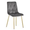 Zamatová jedálenská stolička LIBRA - tmavosivá so zlatými nohami