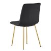 Zamatová jedálenská stolička LIBRA - čierna so zlatými nohami