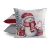 Vianočná gobelínová obliečka na vankúš - Snehuliak s darčekmi