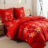 Vianočné posteľné obliečky PGJ 31 v červenej farbe s vianočnými ozdobami 1