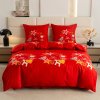 Vianočné posteľné obliečky PGJ 31 v červenej farbe s vianočnými ozdobami