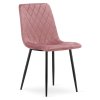 Zamatová jedálenská stolička TURIN - ružová s čiernymi nohami