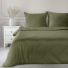 Saténové posteľné obliečky VERA s jemnými prúžkami v olivovej farbe