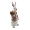 Dekoratívna figúrka zajaca s košíkom - bielo-béžová