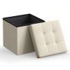 Taburetka s úložným priestorom LSF028W01 z krémovej látky 30x30x30 cm
