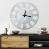 Nástenné vintage hodiny okrúhle 60 cm, oceľovosivé