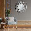 Nástenné vintage hodiny okrúhle 60 cm, oceľovosivé