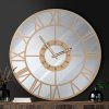 Nástenné vintage hodiny so skleneným ciferníkom 60 cm, zlaté