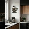 Nástenné hodiny v tvare šálky Time for Coffee 45x30 cm – čierne 3