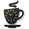 Nástenné hodiny v tvare šálky Time for Coffee 45x30 cm – čierne