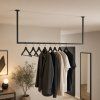 Kovový stropný vešiak na oblečenie v štýle loft – čierny 1