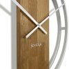 Okrúhle nástenné hodiny LOFT OVAL s dubovým drevom 50 cm – biele 4