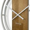 Okrúhle nástenné hodiny LOFT OVAL s dubovým drevom 50 cm – biele 6