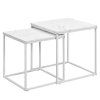 Set 2ks kávových stolíkov MARBLE SQUARE 50/45 - biely mramor / biele nohy