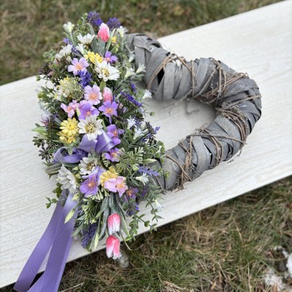Dekorační věnec na dveře s květinami - kód: LET 1