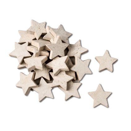 Hvězdičky dřevo 30ks 4cm bílá