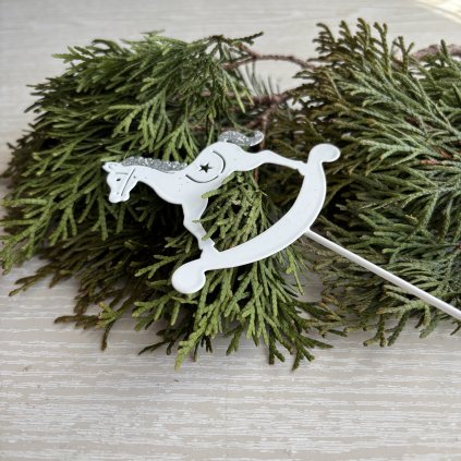 Koník zápich kov 33cm bílá