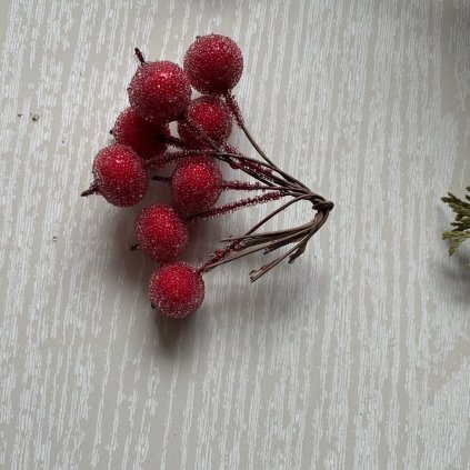 Vánoční dekorace červené bobule - 1ks