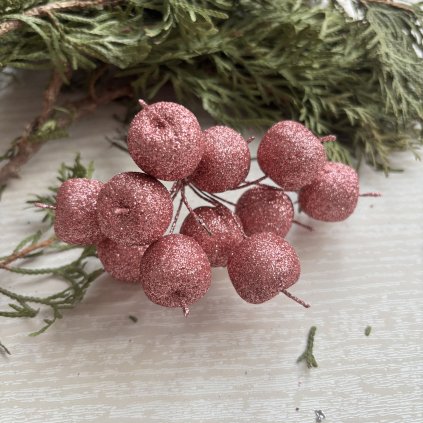 Dekorační umělé jablíčko Glitter 2cm