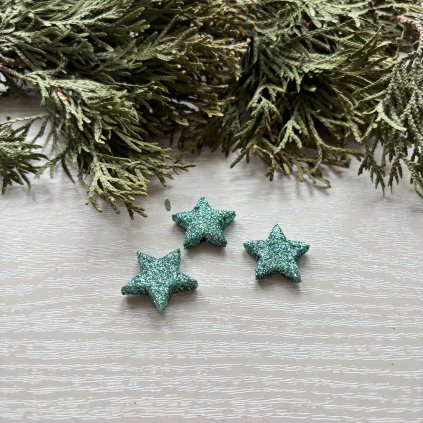Přízdoba hvězdička plast/glitter 2x2,5cm