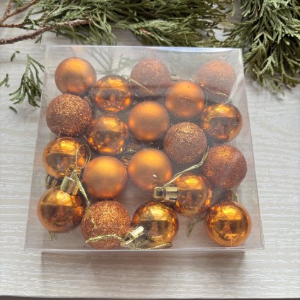 Sada oranžových baněk/plast 3CM