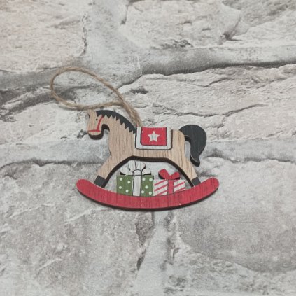 Dřevěný koník červený