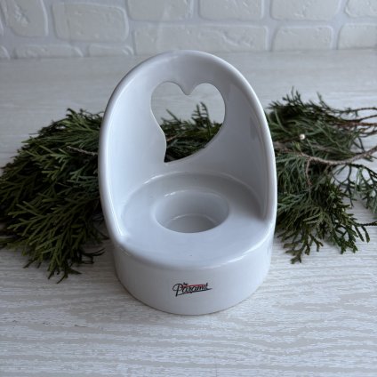 Srdce svícen bílý 12cm