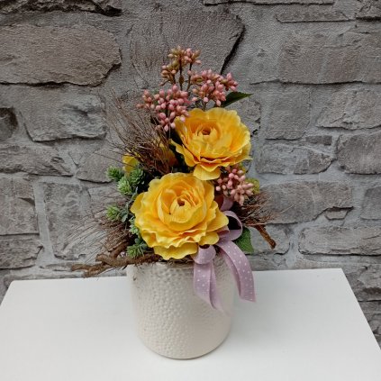 Dekorace se žlutým Pryskyřníkem - kód: JAR 32