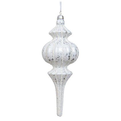 Ozdoba polyst.gliter biele pr.7cm/17cm 2ass