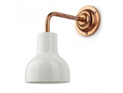 101221 Porcelight nástěnná lampa s porcelánovým stínítkem a měděným ramenem
