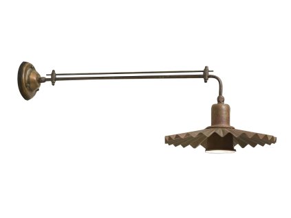 Retro lampa s ramenem Civetta, plizované stínítko, stařená mosaz