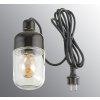 Černá venkovní porcelánová lampa Ohm se zástrčkou čiré sklo