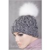 Dámská pletená čepice s kožešinovou bambulí C004